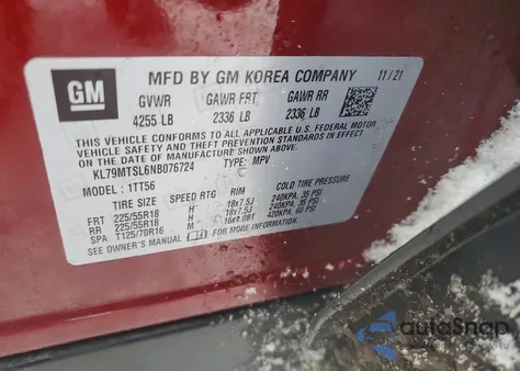 2022 Chevrolet Trailblazer Rs z USA, uszkodzony, nr VIN KL79MTSL6NB076724